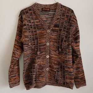 Oswal Marled cardigan Sweater Flower Embroidery S
